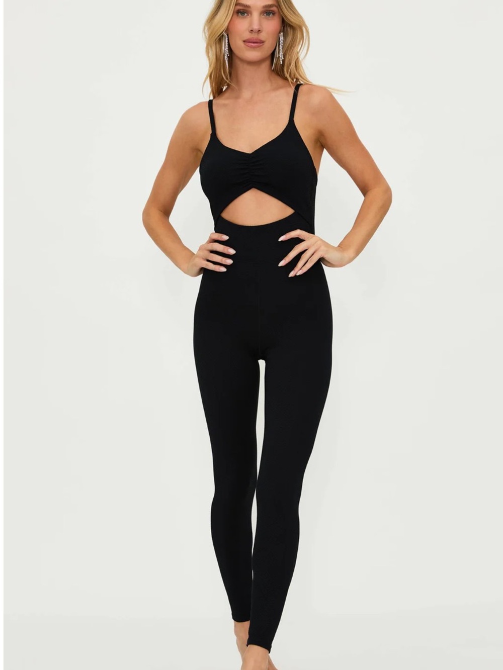 Beach Riot Jewel Black Waffle Catsuit M